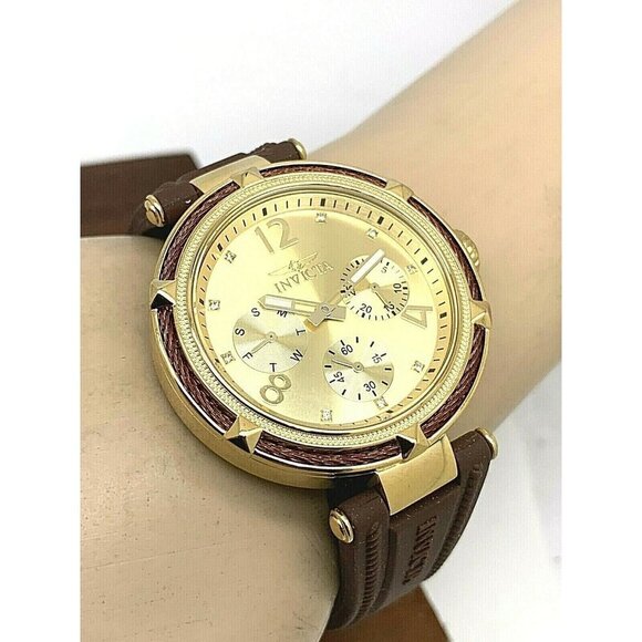 Invicta Women\'s Watch 29138 Bolt Gold Tone Dial Brown Rubber Strap Quart… main image 8